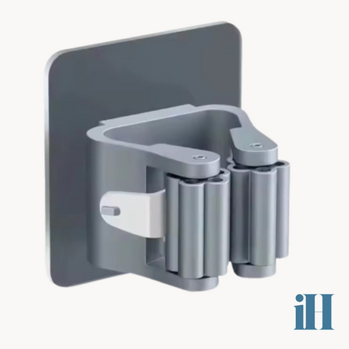 Wall-Mounted Mop & Broom Holder – Grey